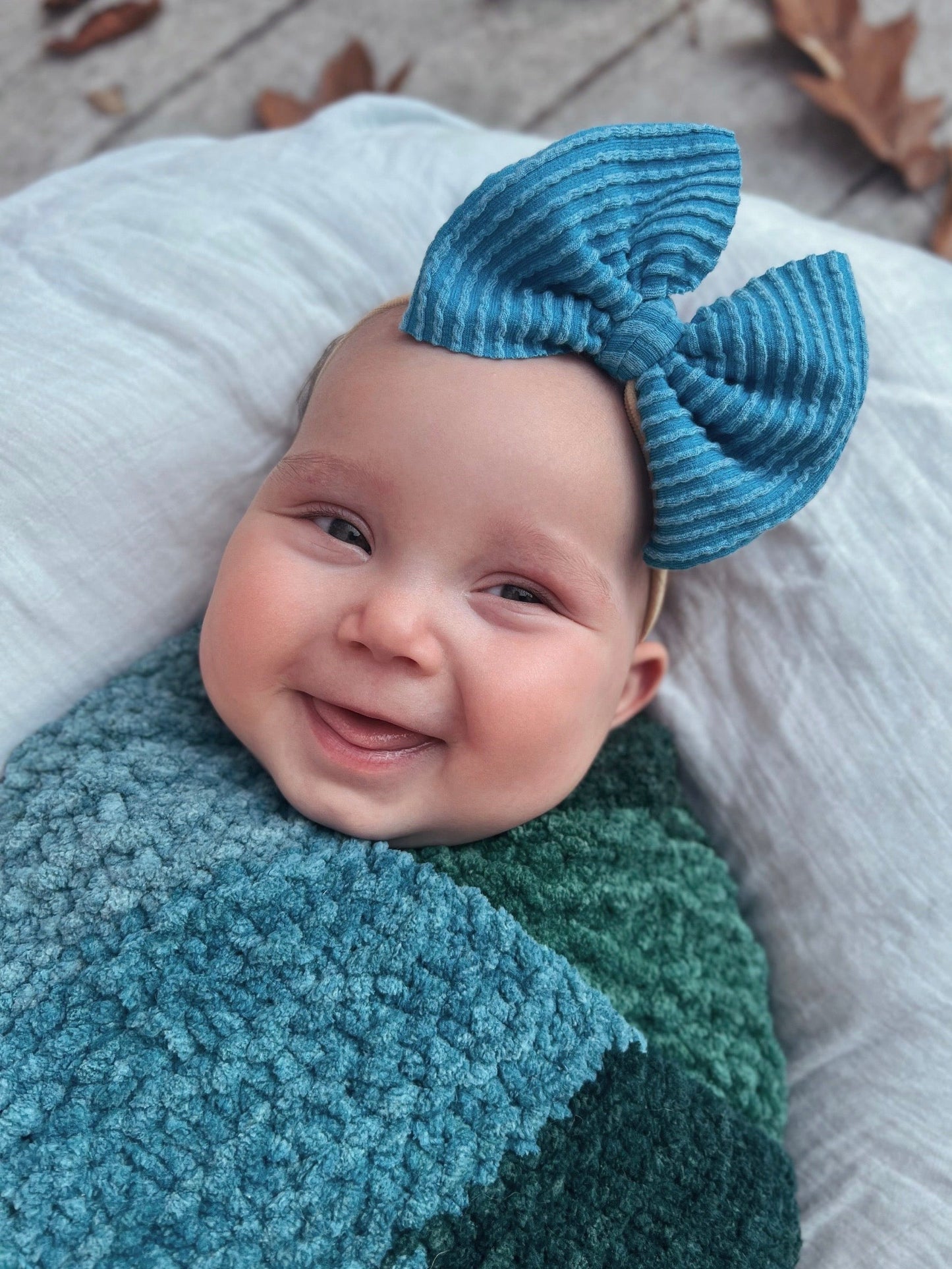 Urban Rib Knit Bow | Turquoise