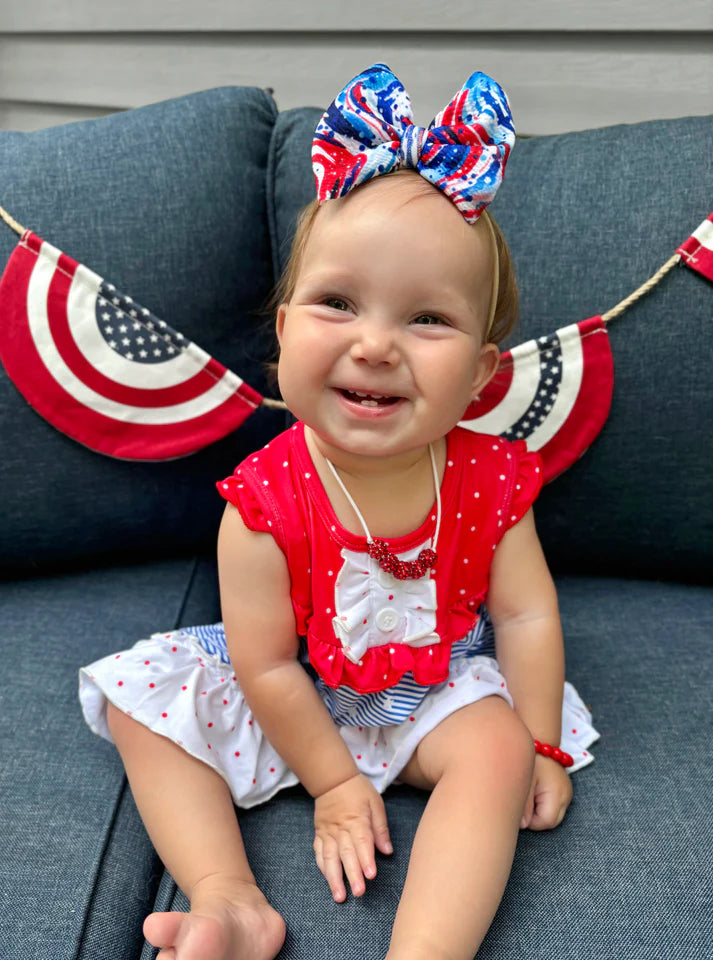 Ruffle Tank Shorts Set | Red, White, Blue