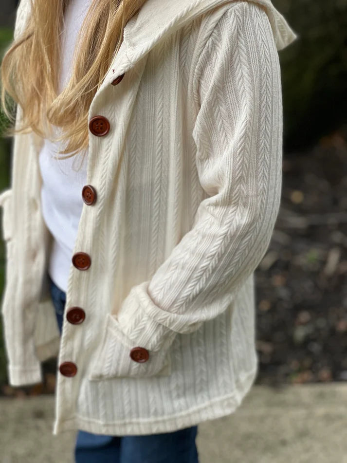 Hooded Button Cardigan | Vanilla Cream