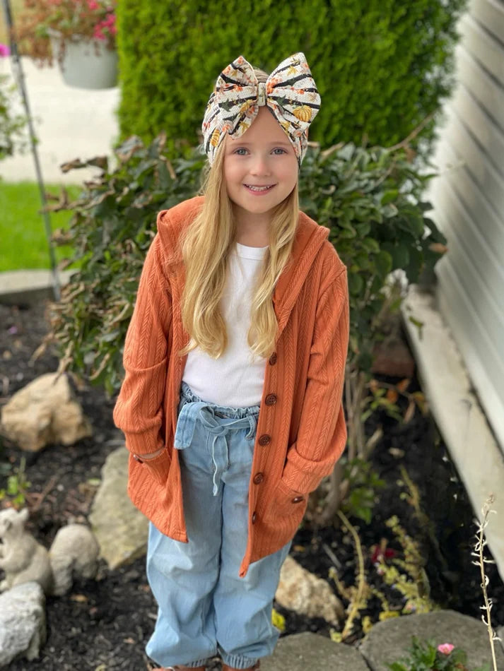 Hooded Button Cardigan | Pumpkin Spice