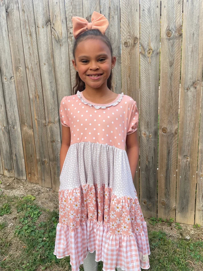 Tiered Mix Dress | Blush Garden