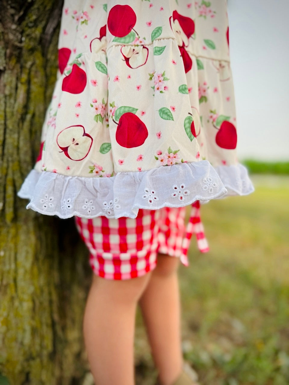 Lace Hem Shorts Set | Apple Blossom