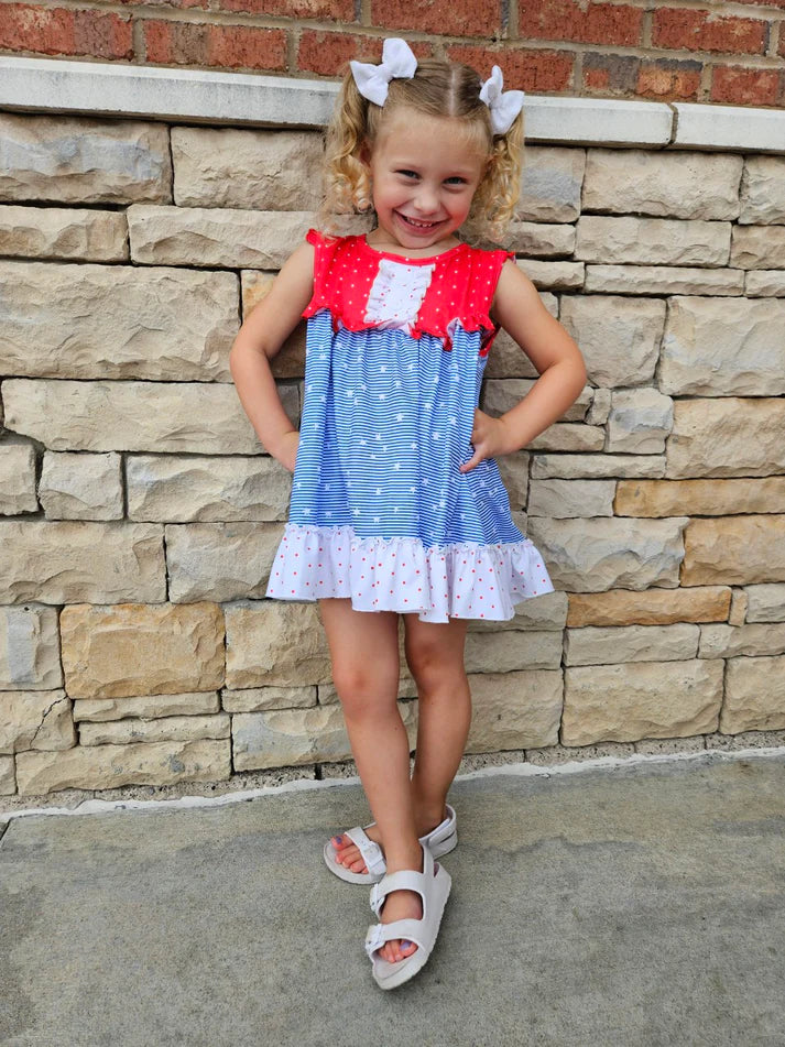 Ruffle Tank Shorts Set | Red, White, Blue