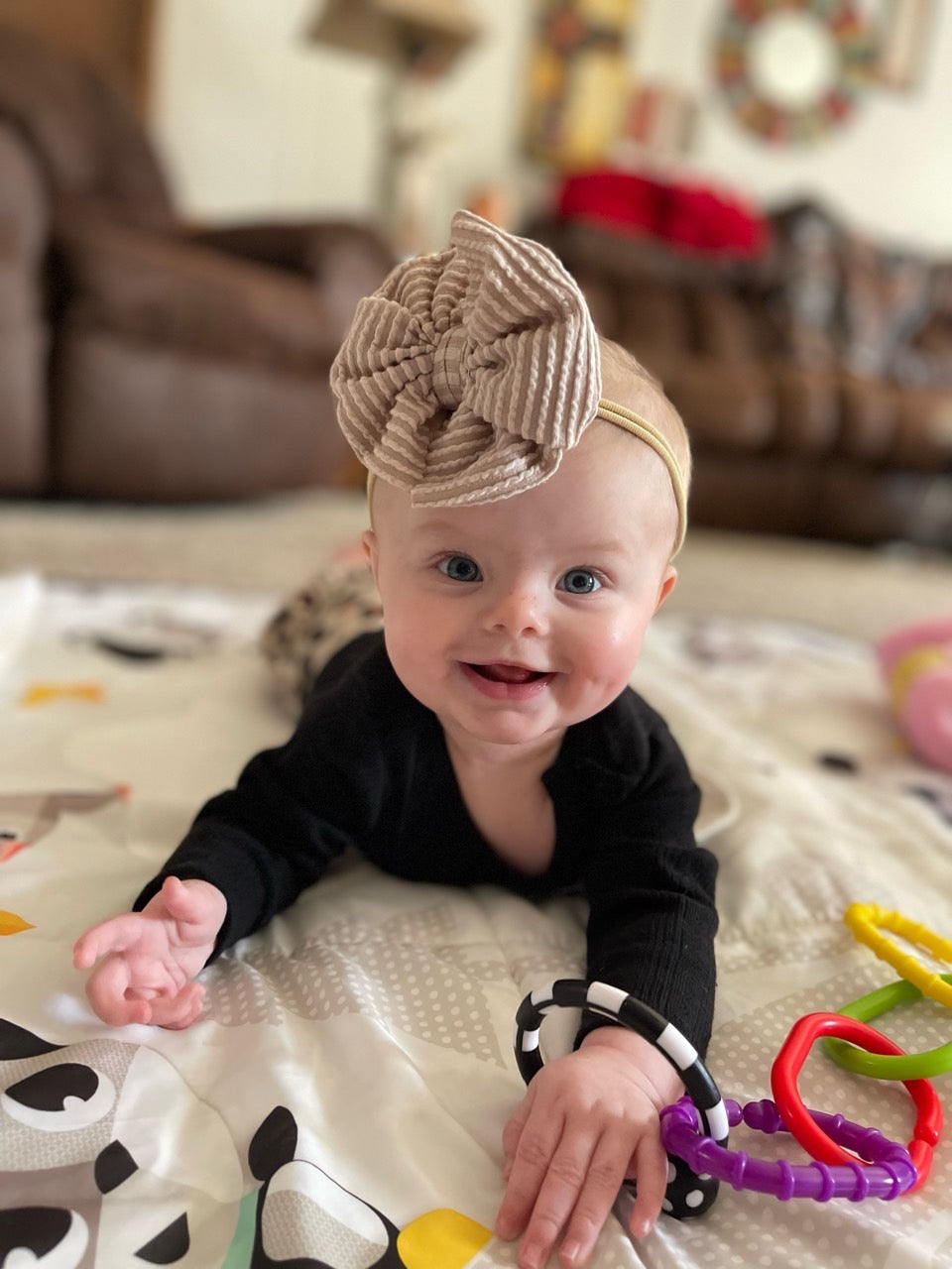 Urban Rib Knit Bow | Almond
