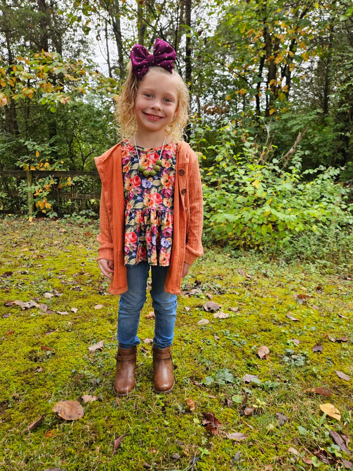 Hooded Button Cardigan | Pumpkin Spice