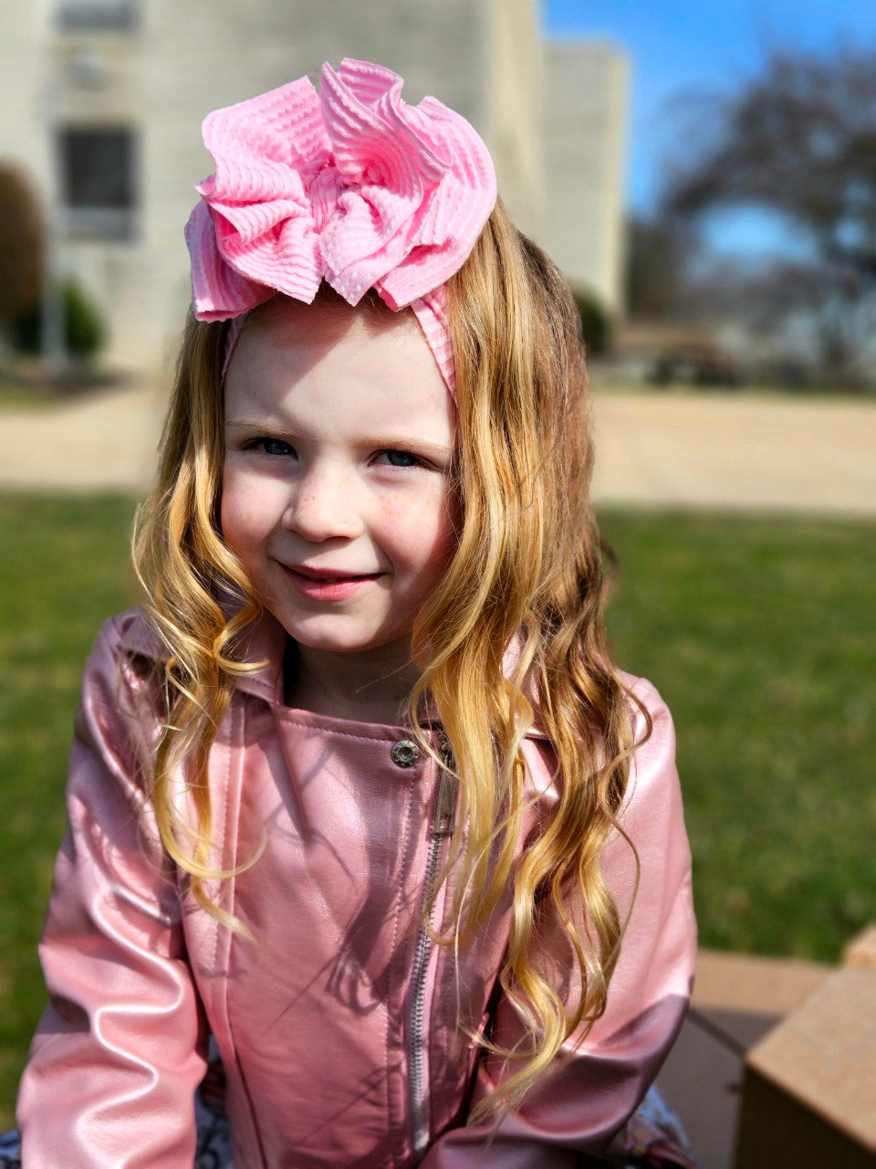 Urban Rib Knit Bow | Bubblegum