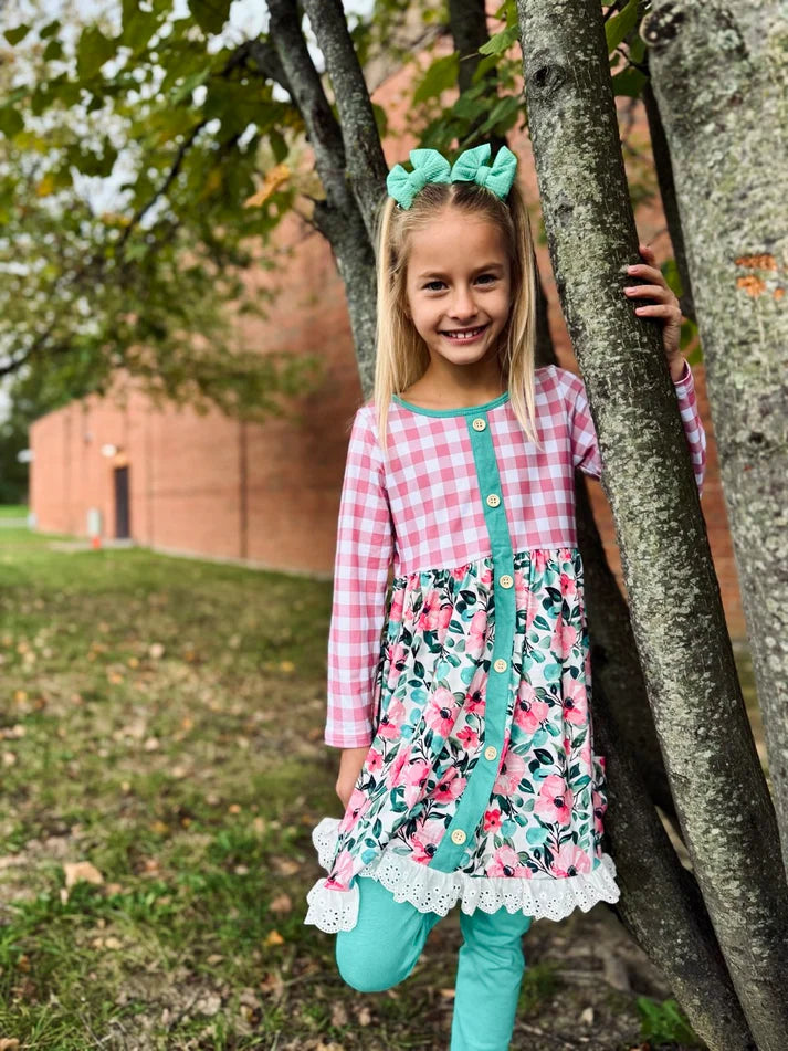 Long Sleeve Lace Set | Watercolor Teal
