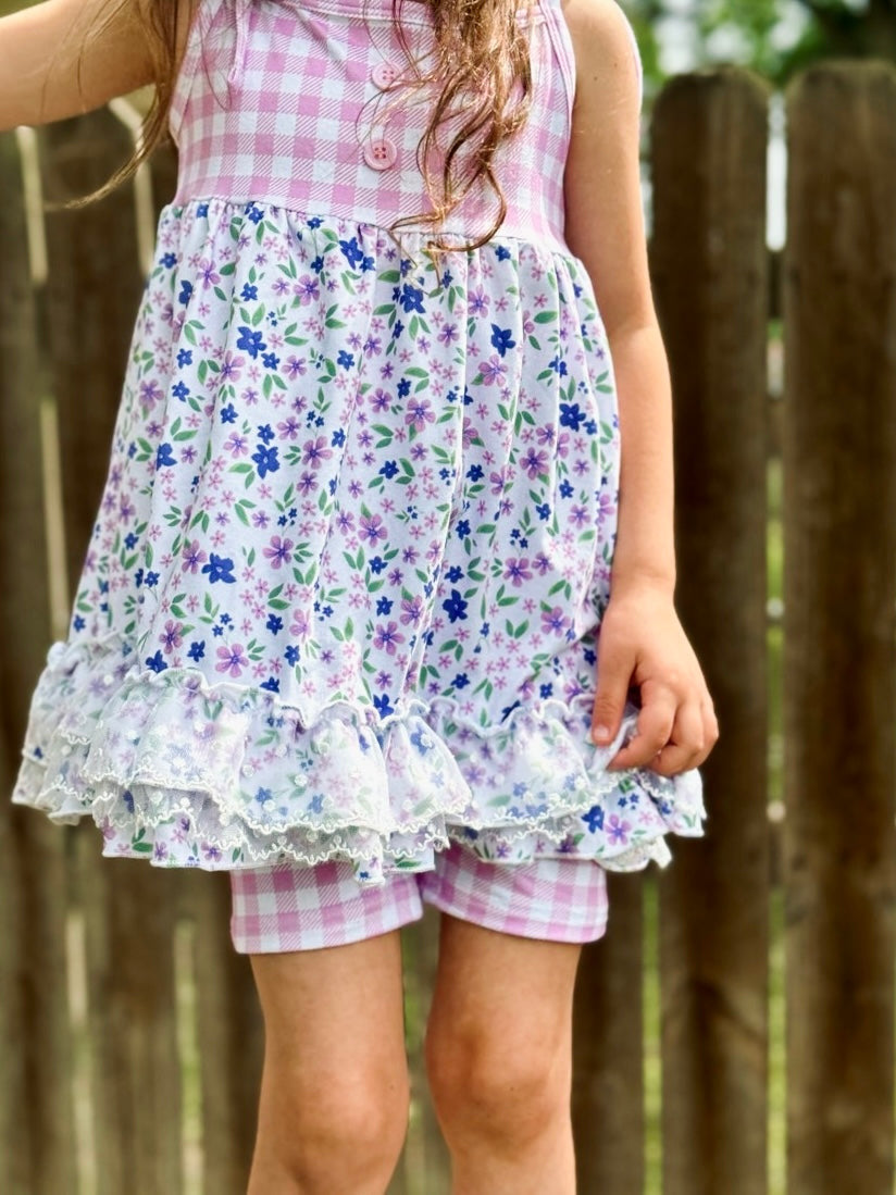 Lace Ruffle Tank Set | Orchid Floral