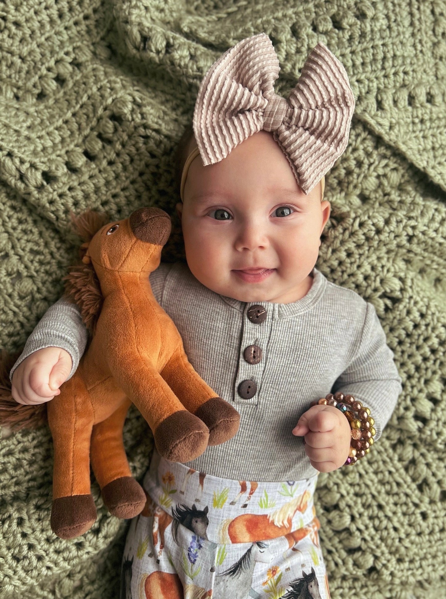 Urban Rib Knit Bow | Almond