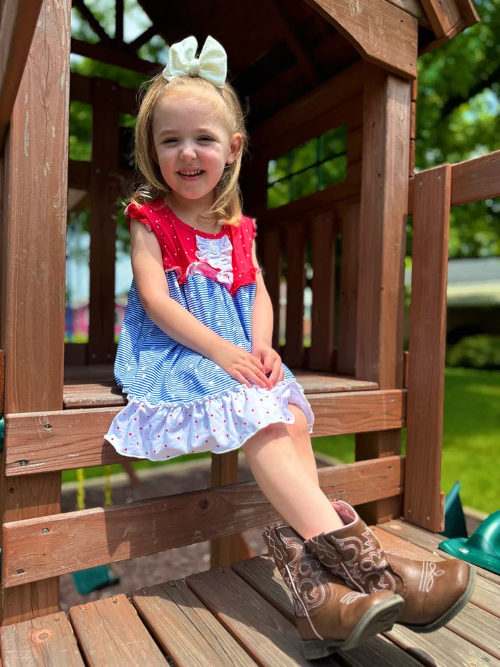 Ruffle Tank Shorts Set | Red, White, Blue