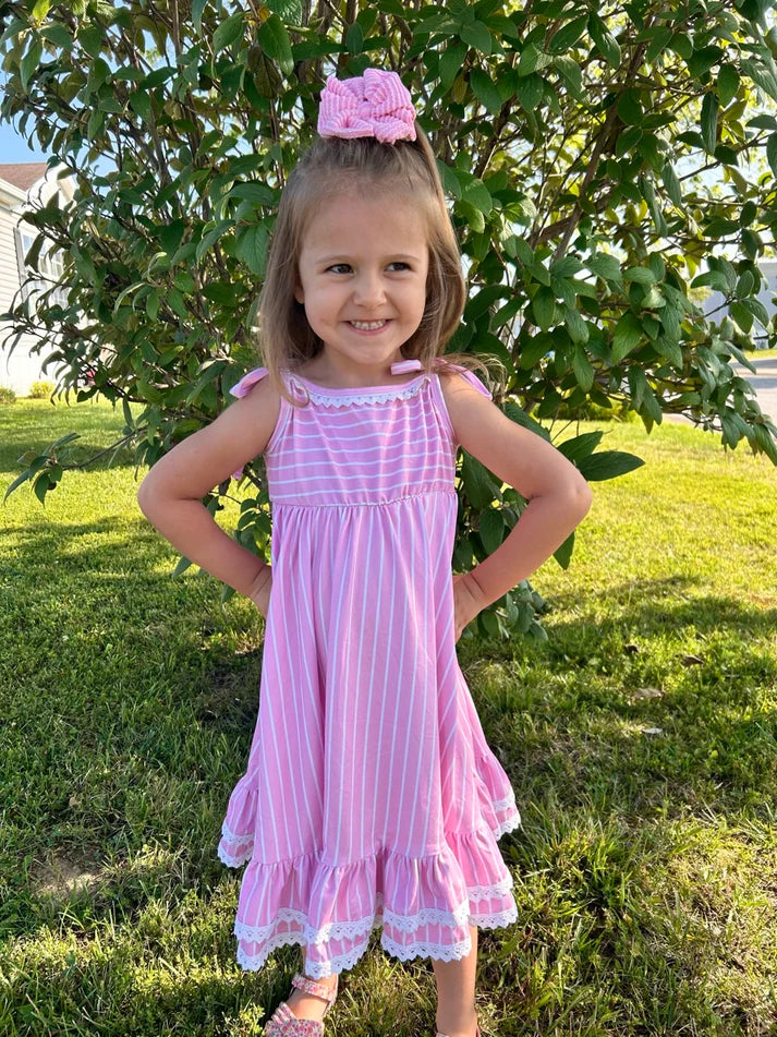Ruffle Tie Strap Dress | Pretty Girl in Pink
