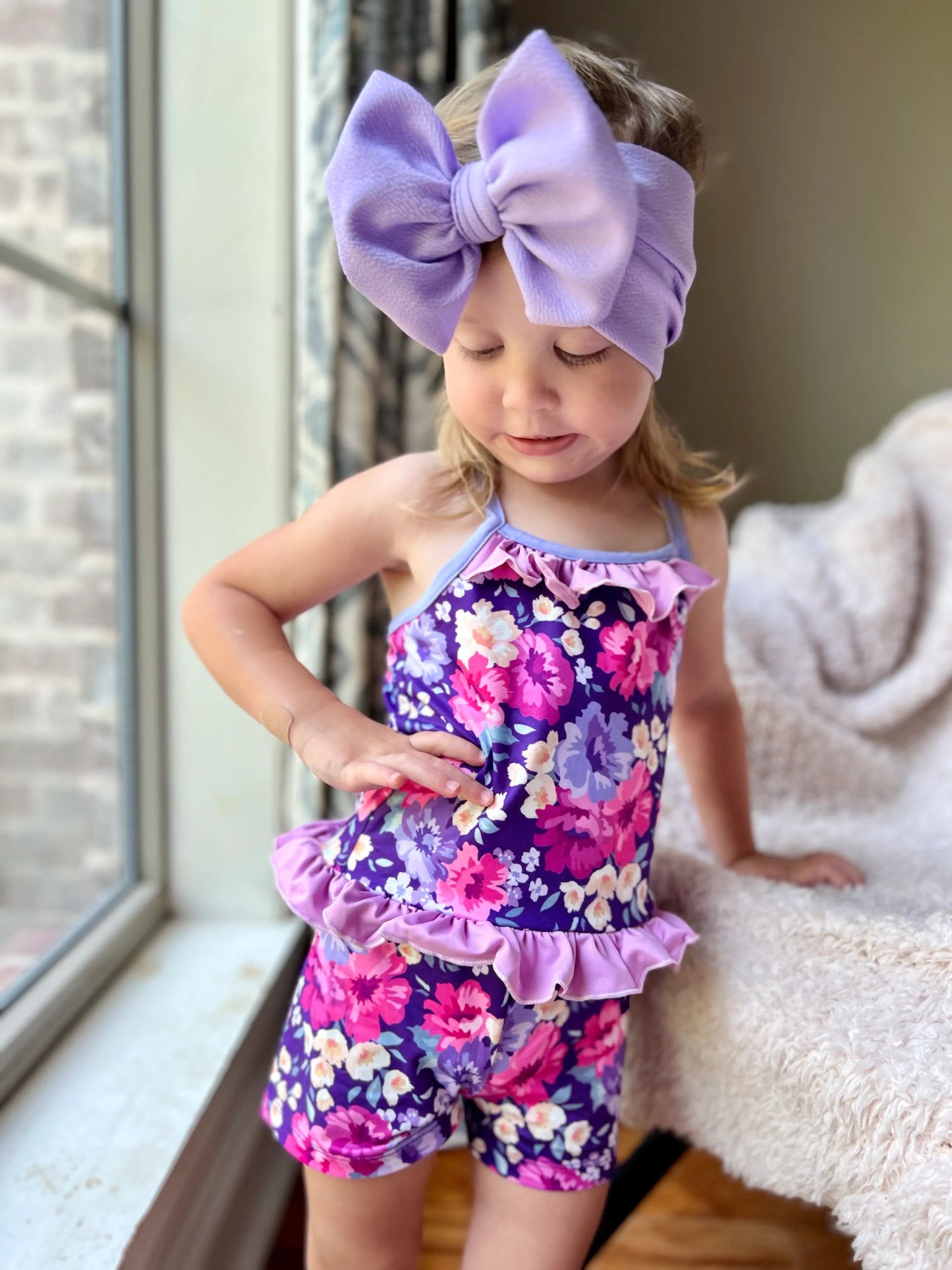 Tank Top Lounge Set | Purple Summer Flowers