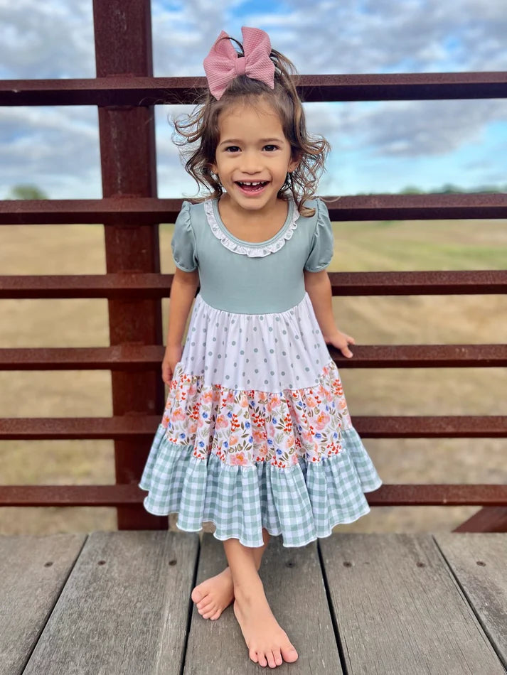 Tiered Mix Dress | Sage Garden