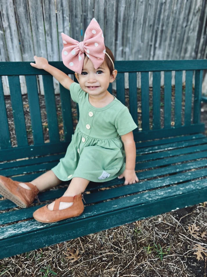 Knit Button Dress | Avocado