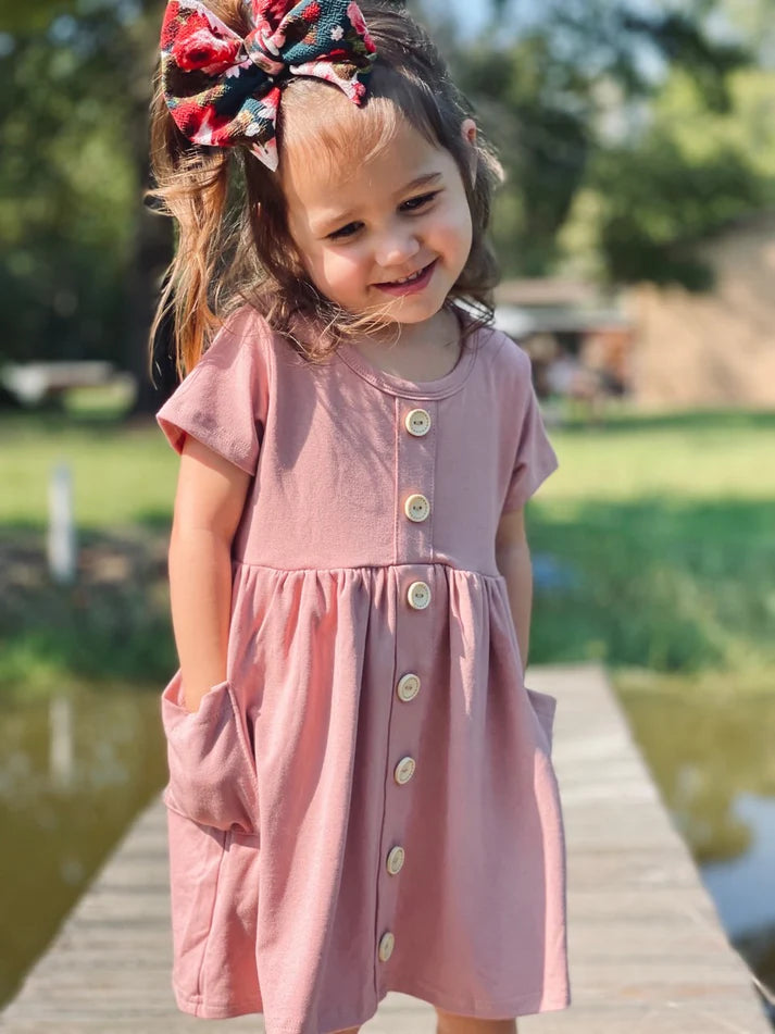 Knit Button Dress | Berry