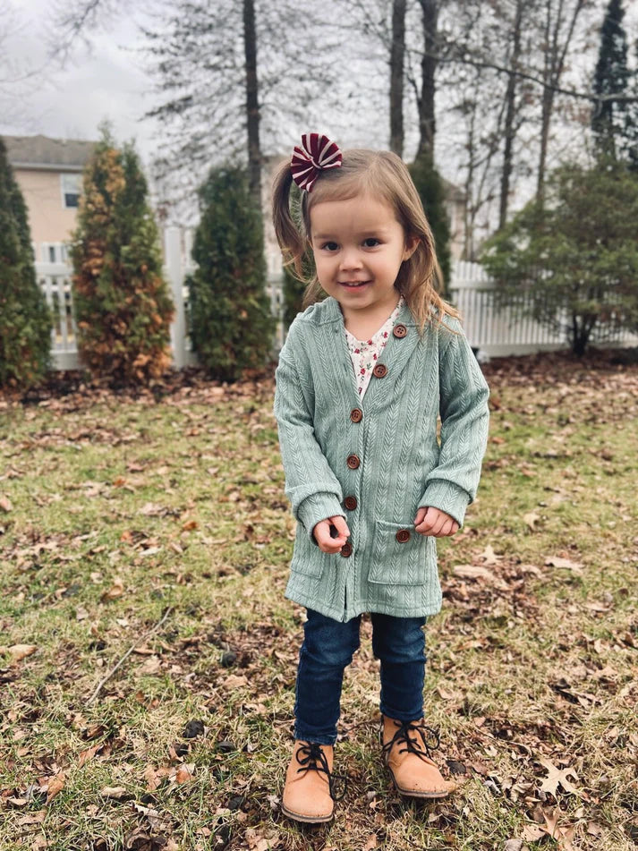 Hooded Button Cardigan | Sage