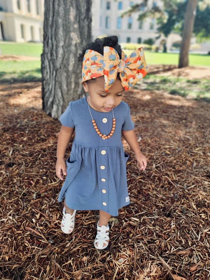 Knit Button Dress | Denim