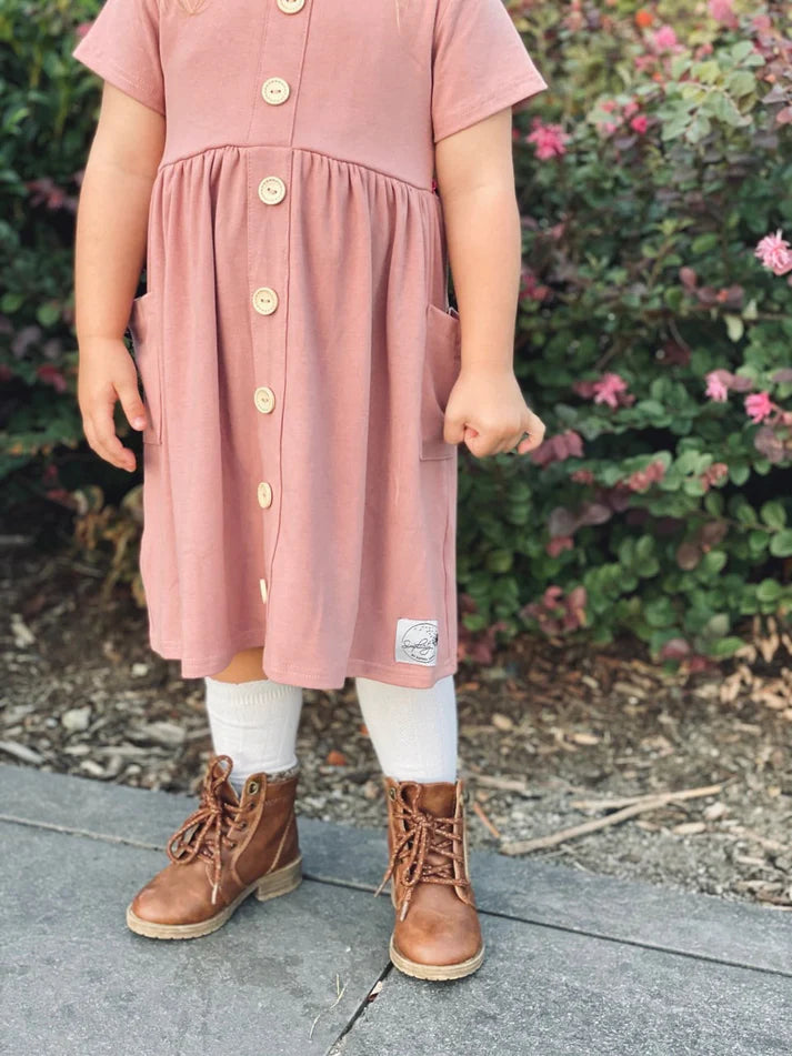 Knit Button Dress | Berry