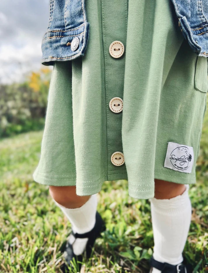 Knit Button Dress | Avocado