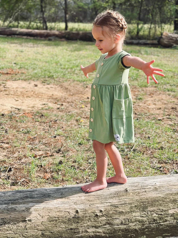 Knit Button Dress | Avocado