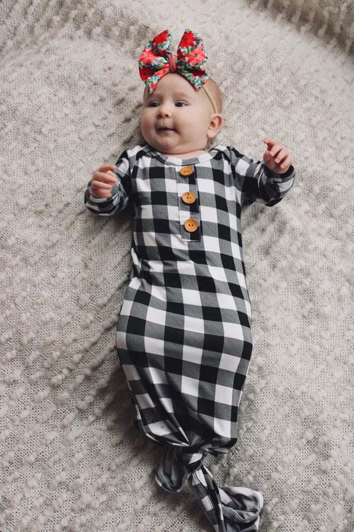 Bamboo Knotted Gown | Buffalo Plaid