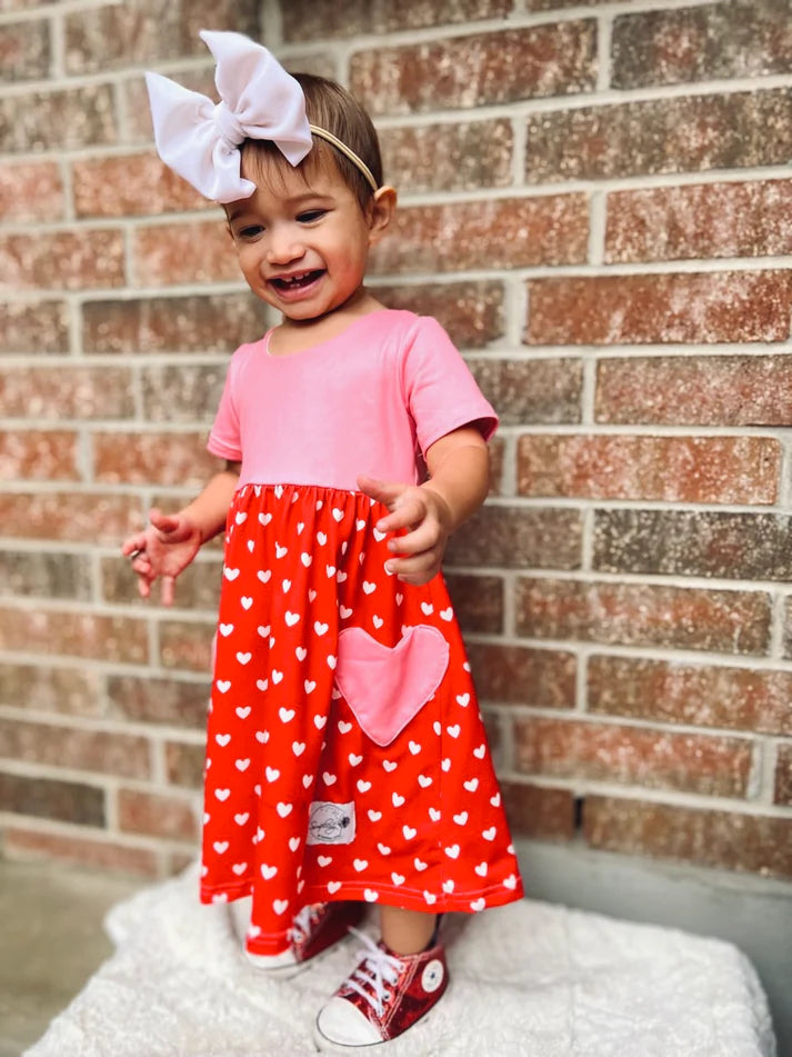 Heart Pocket Dress | Red Hot