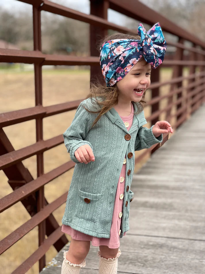 Hooded Button Cardigan | Sage