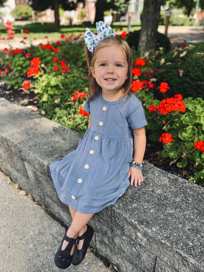 Knit Button Dress | Denim