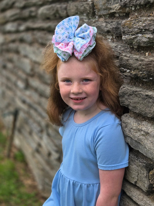 Frill Bow | Crazy Daisy Floral Mash Up