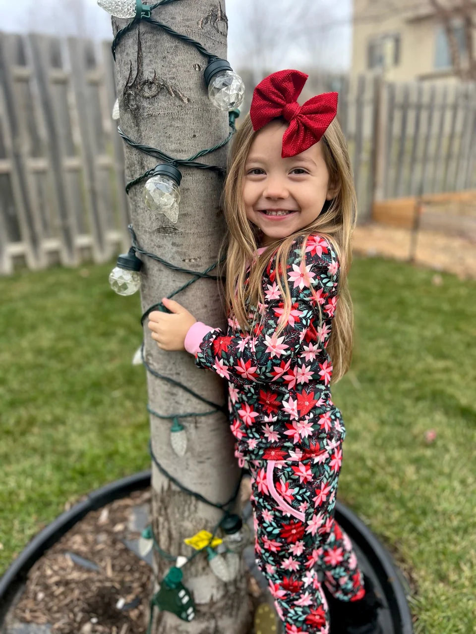 Long Sleeve 2 Piece Lounge Set | Poinsettia Floral