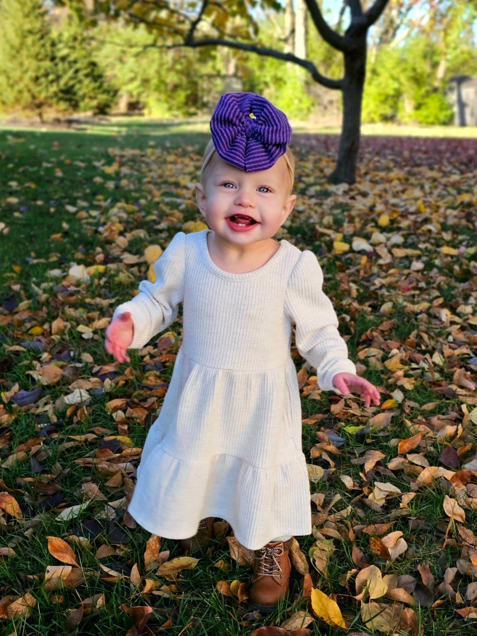 Urban Rib Knit Bow | Grape