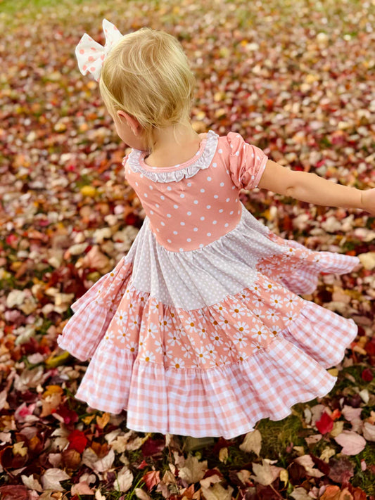 Tiered Mix Dress | Blush Garden