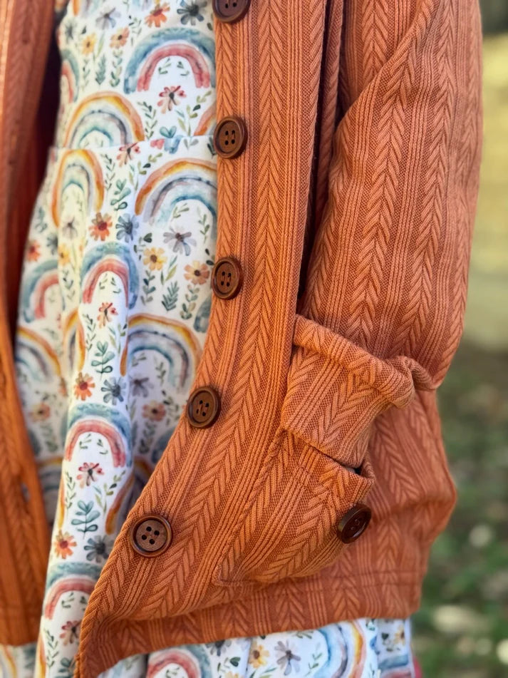 Hooded Button Cardigan | Pumpkin Spice