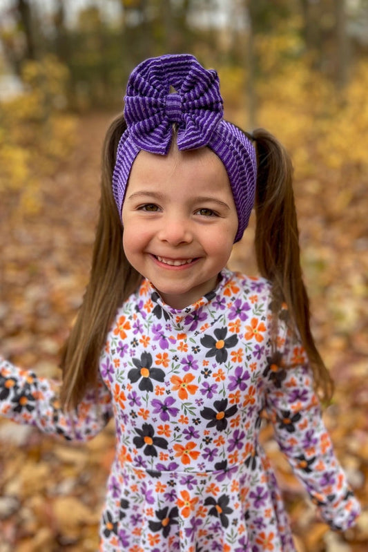 Urban Rib Knit Bow | Grape