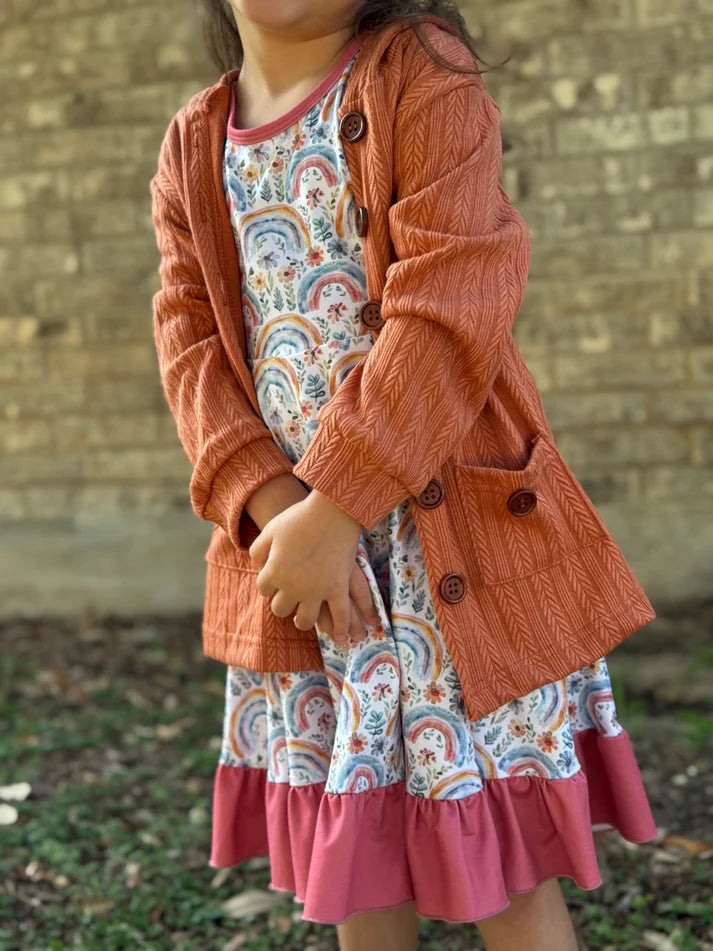 Hooded Button Cardigan | Pumpkin Spice