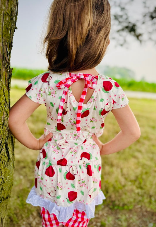 Lace Hem Shorts Set | Apple Blossom