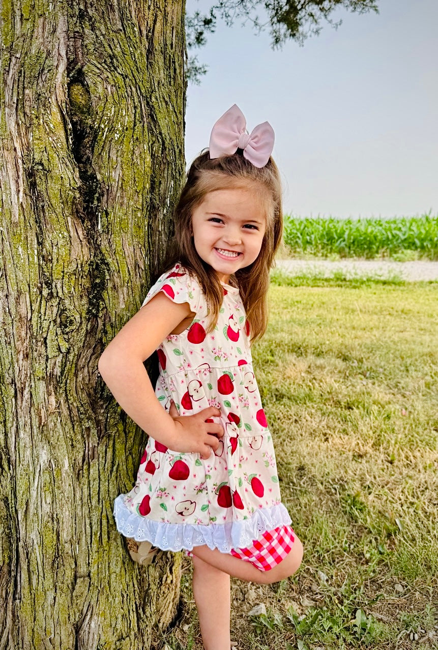 Lace Hem Shorts Set | Apple Blossom