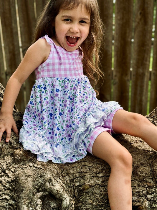 Lace Ruffle Tank Set | Orchid Floral