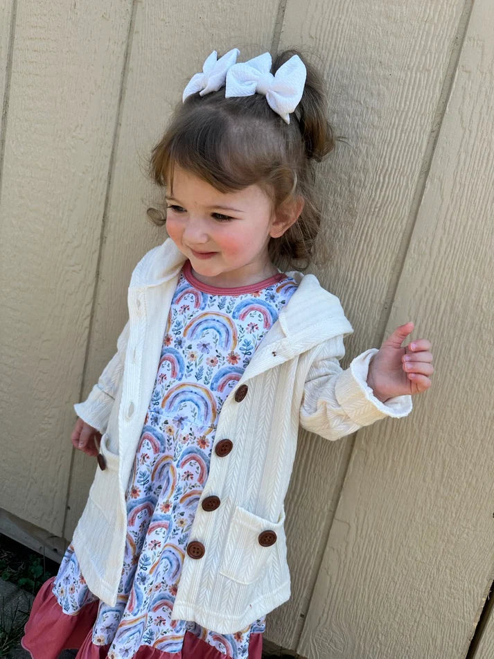 Hooded Button Cardigan | Vanilla Cream