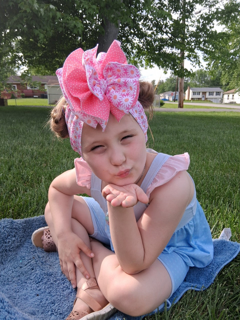 Frill Bow | Crazy Daisy Melon Mash Up