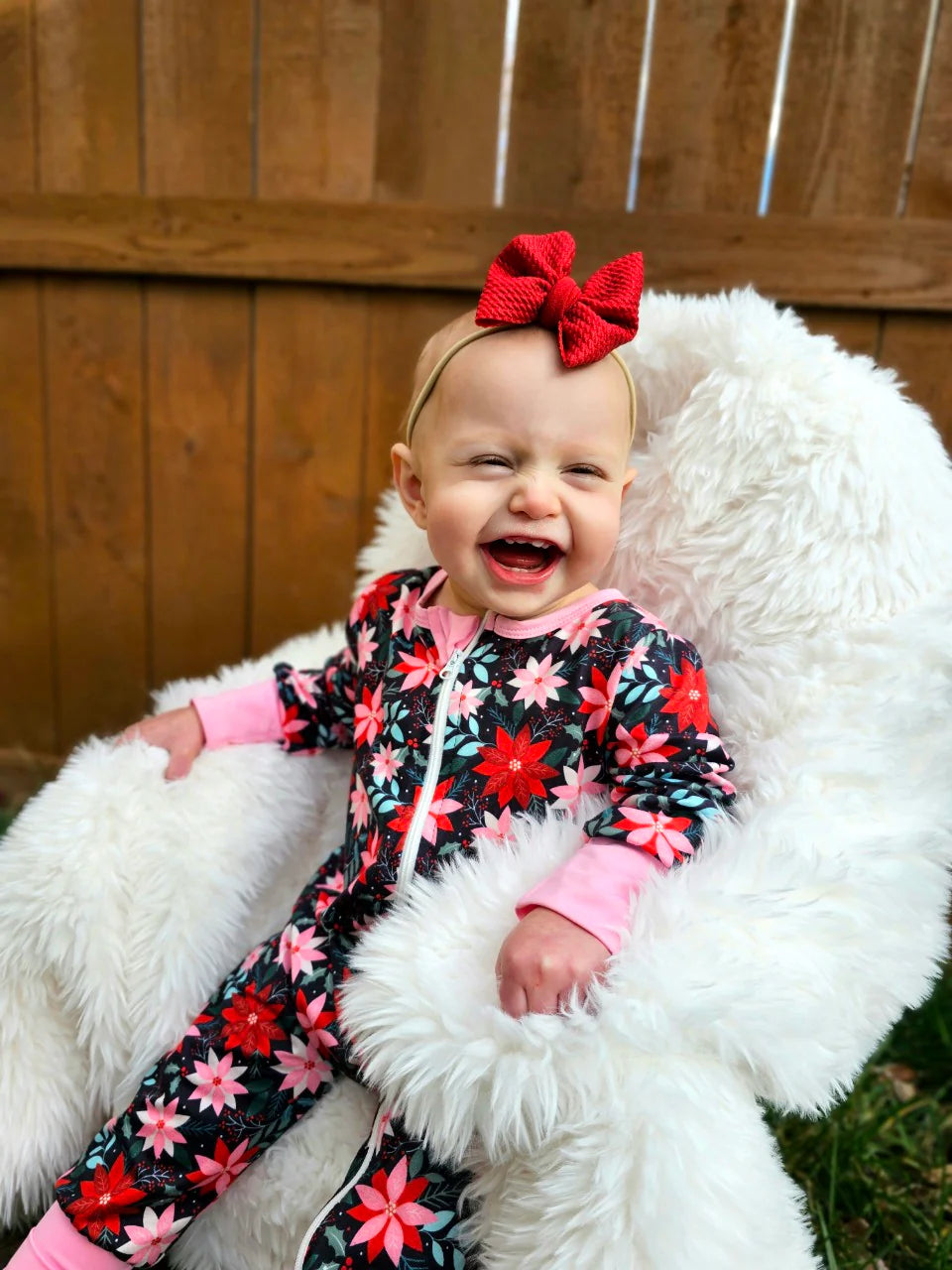 One Piece Double Zipper | Poinsettia Floral