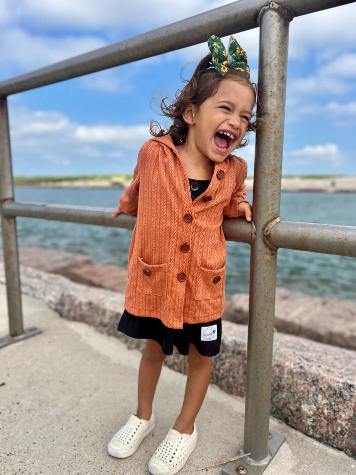 Hooded Button Cardigan | Pumpkin Spice