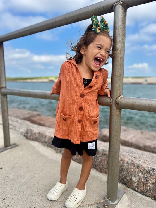 Hooded Button Cardigan | Pumpkin Spice