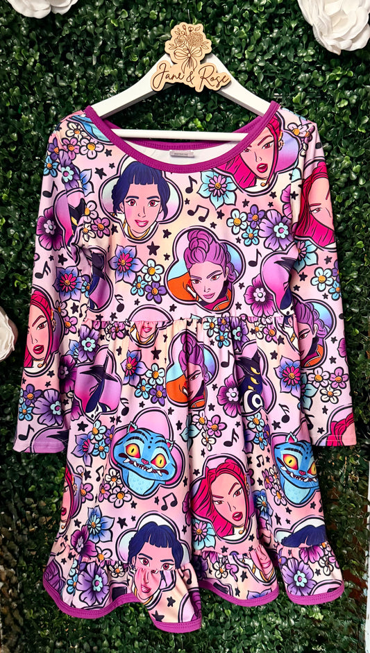 Long Sleeve Ruffle House Dress | Golden