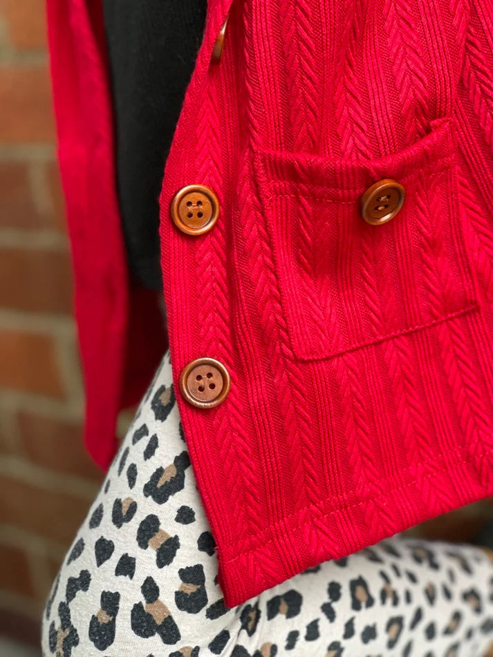 Hooded Button Cardigan | Cherry