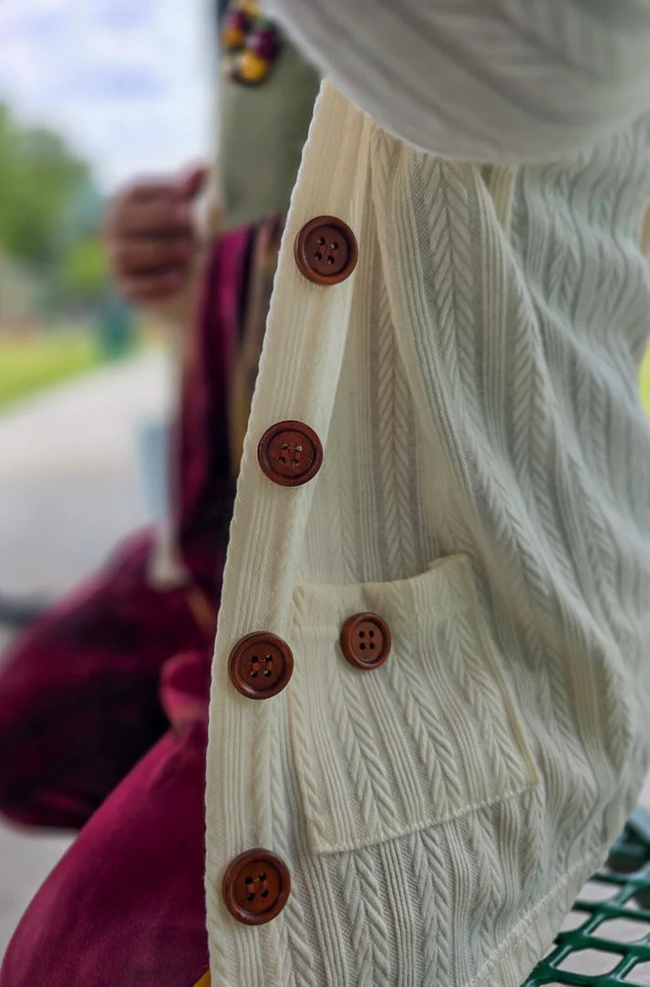 Hooded Button Cardigan | Vanilla Cream