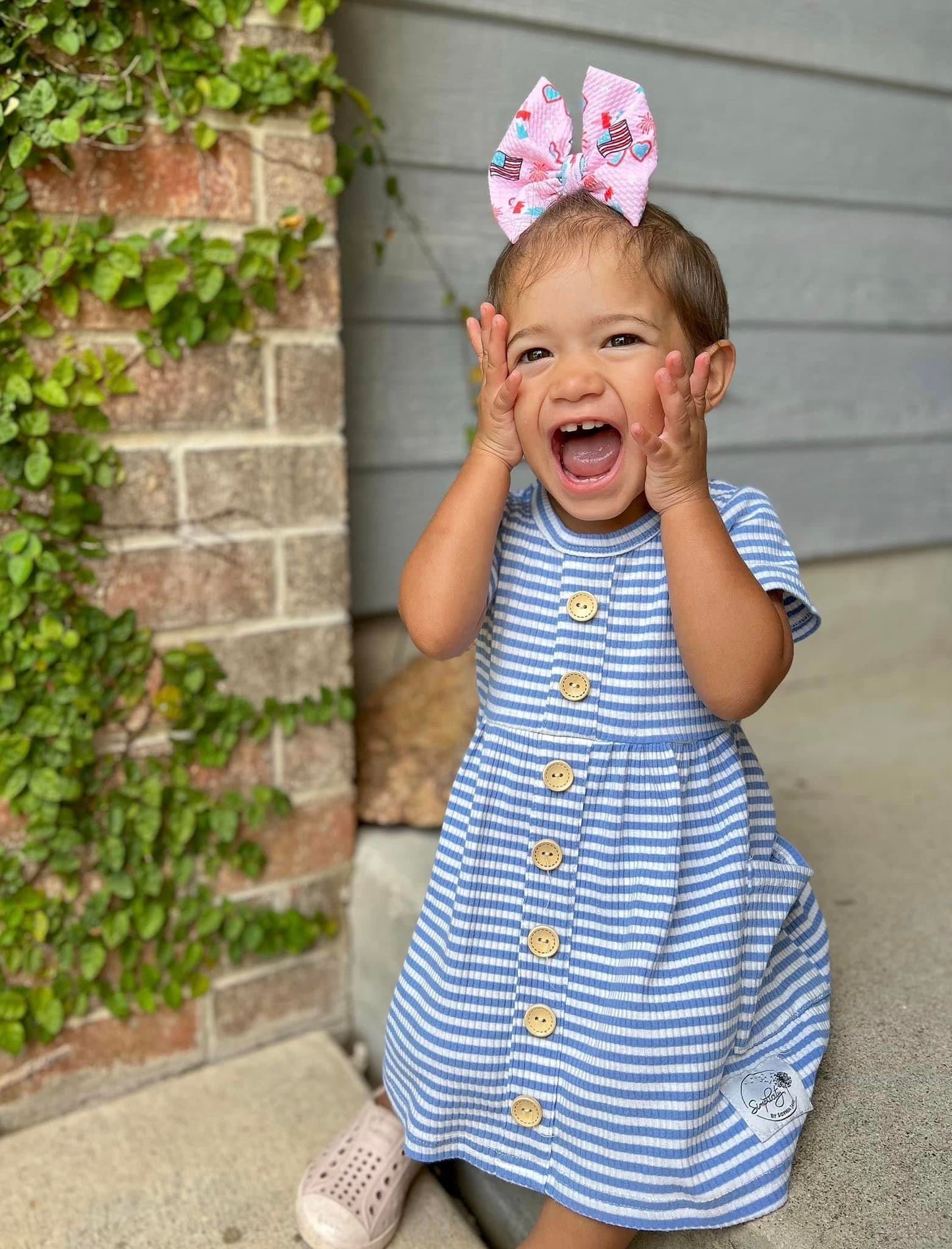 Patriotic Bow | Red, White & Blush