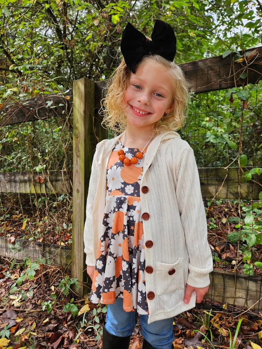 Hooded Button Cardigan | Vanilla Cream