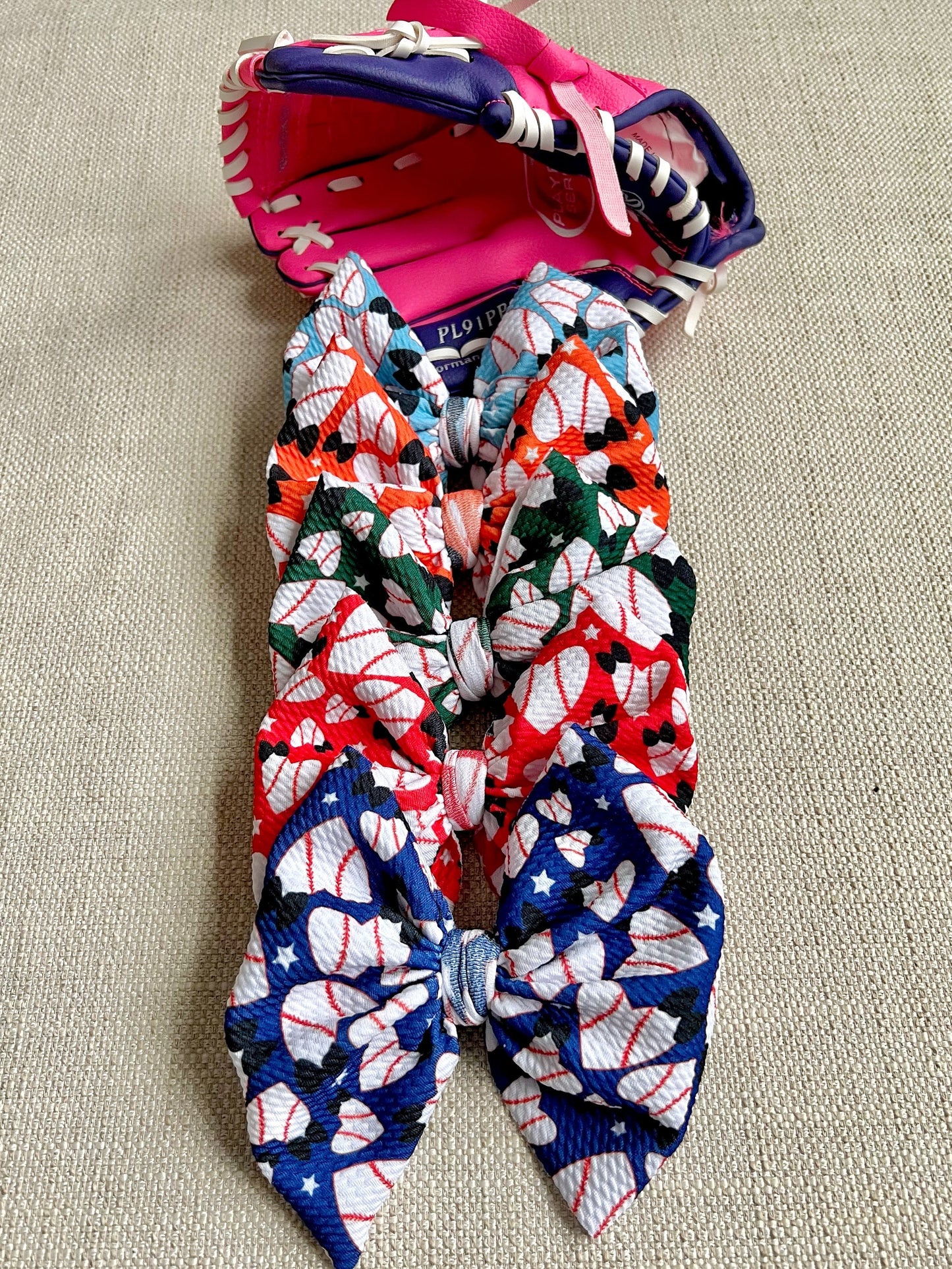 Baseball Bow | Carolina Blue