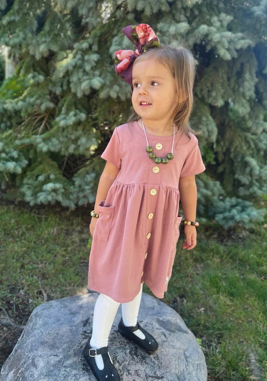 Knit Button Dress | Berry